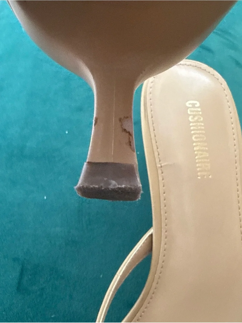 Beige Square-Toe Kitten Heel Thong Sandals Cushionaire Miami